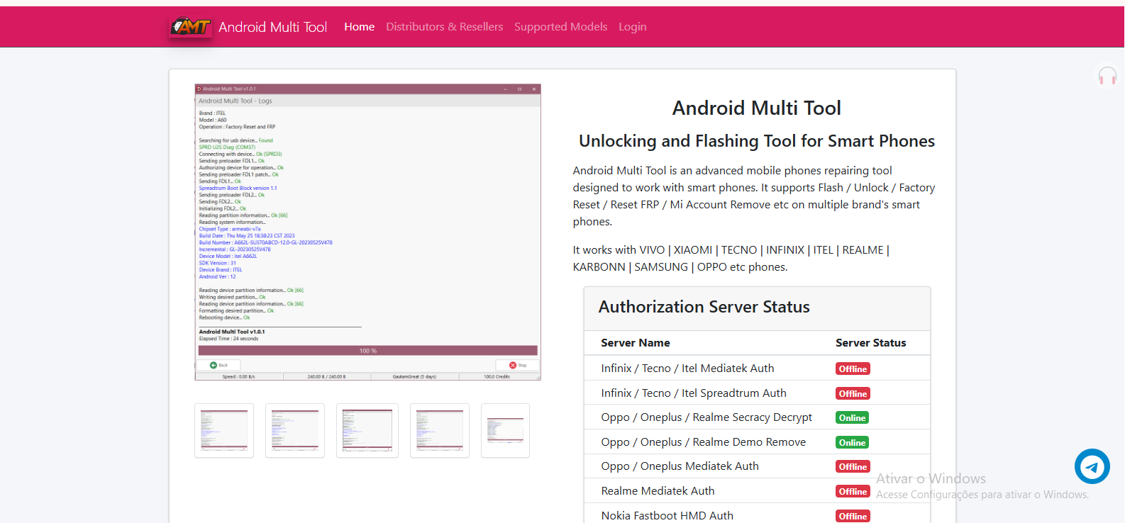 Interface do programa Android Multi Tool